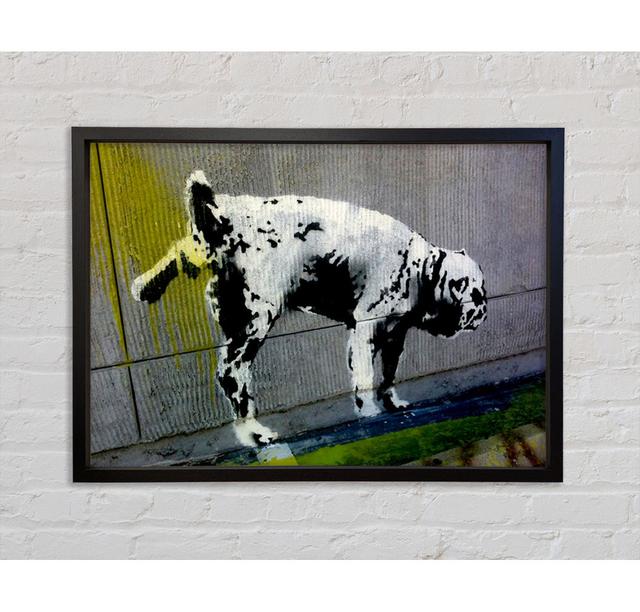 Peeing Dog - Print Rosalind Wheeler Size: 59.7cm H x 84.1cm W x 3.3cm D, Format: Walnut Framed Canvas on Productcaster.