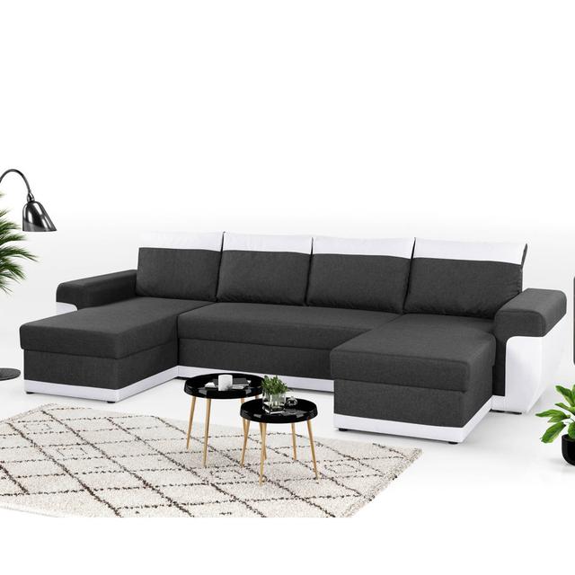 Ecksofa Milan mit Bettfunktion Lisa design Polsterfarbe: Weiß/Grau on Productcaster.