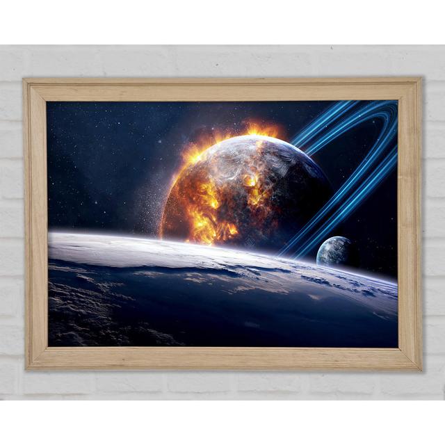 Flaming Sun Above The Earth - Single Picture Frame Typography Ebern Designs Size: 84.1cm H x 118.9cm W x 1.5cm D on Productcaster.