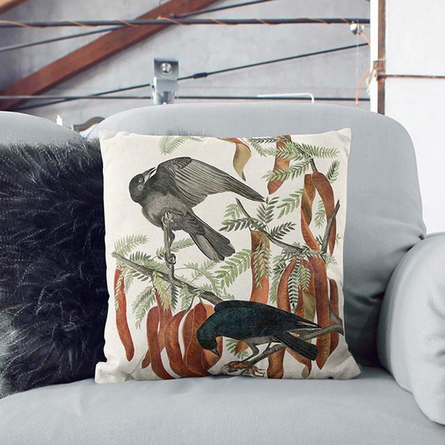 Fish Crows by John James Audubon Cushion with Filling East Urban Home Size: 55cm H x 55cm W x 20cm D, Backing Colour: Stone on Productcaster.