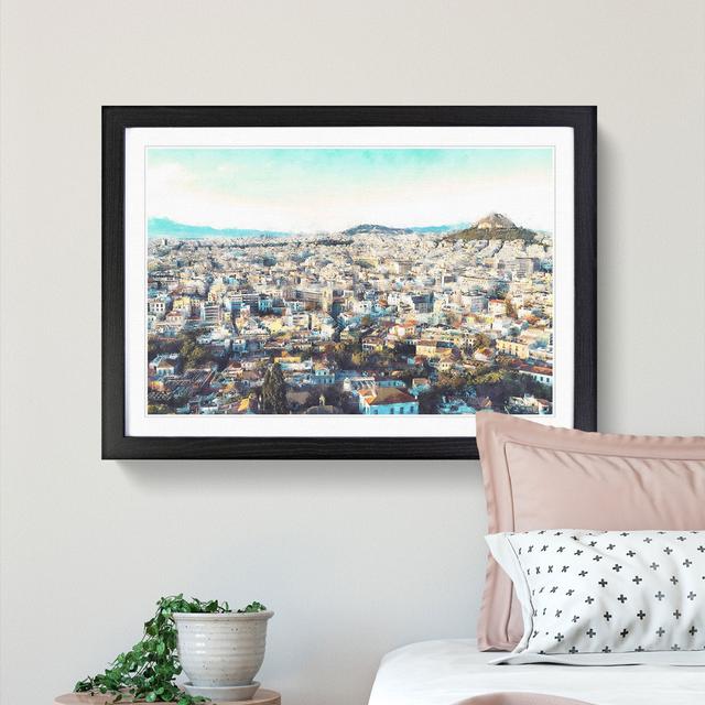 Athens Skyline In Greece - Single Picture Frame Painting on MDF East Urban Home Size: 62cm H x 87cm W x 2cm D, Format: Black on Productcaster.