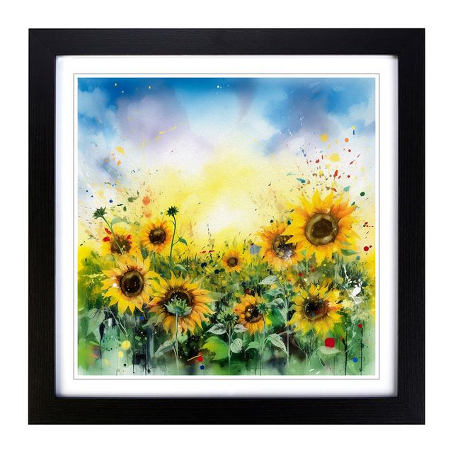 Sunflower Field No.2 - Single Picture Frame Art Prints on Wood Brambly Cottage Format: Black on Productcaster.