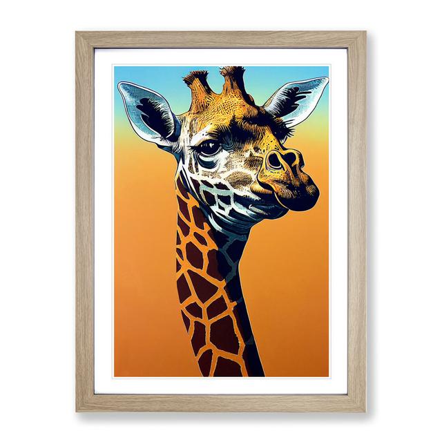 Funky Giraffe - Picture Frame Graphic Art Latitude Vive Frame Colour: Oak, Size: 46cm H x 34cm W x 2cm D on Productcaster.