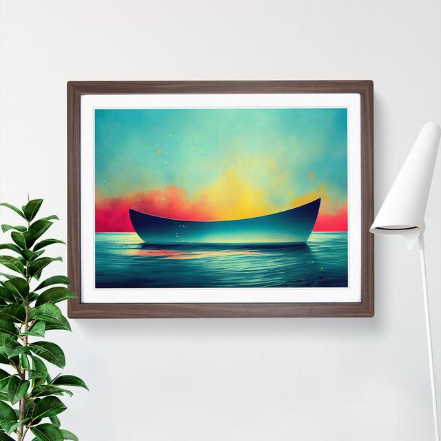 Paint Splatter Boat Vol.1 - Picture Frame Graphic Art Breakwater Bay Size: 34cm H x 46cm W x 2cm D, Frame Colour: Walnut on Productcaster.