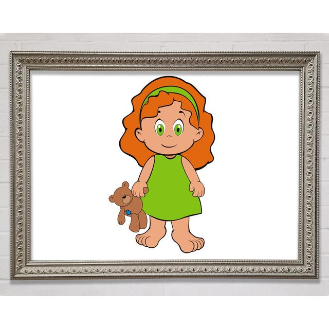 Girl With Teddy Bear Silver Framed Print Harriet Bee Size: 42cm H x 59.7cm W on Productcaster.