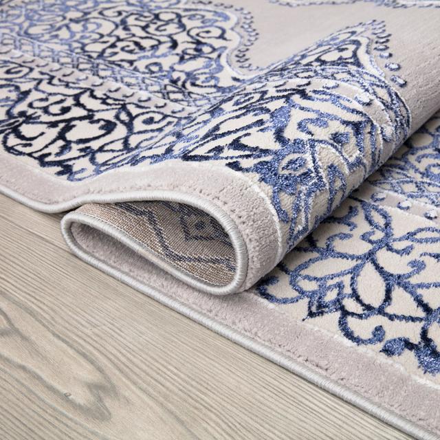 Barti Oriental Machine Woven Navy Area Rug Latitude Vive Rug Size: Runner 60 x 220cm on Productcaster.