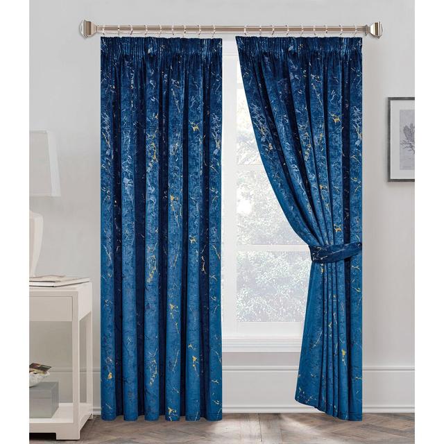 Odele Pencil Pleat Room Darkening Curtains (Set of 2) Canora Grey Panel Size: Width 168 x Drop 183 cm, Colour: Blue on Productcaster.