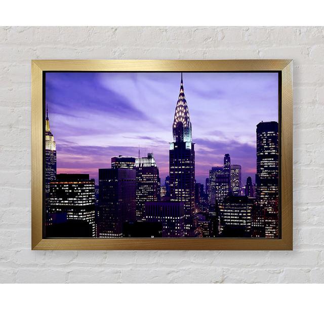 Empire State Building Purple Skys - Einzelne Bilderrahmen Kunstdrucke Ebern Designs Größe: 100 cm H x 141,4 cm B on Productcaster.