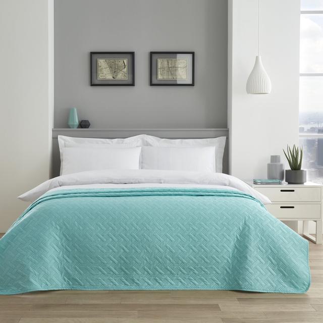 Carlann Polyester Bedspread 17 Stories Colour: Duck Egg on Productcaster.