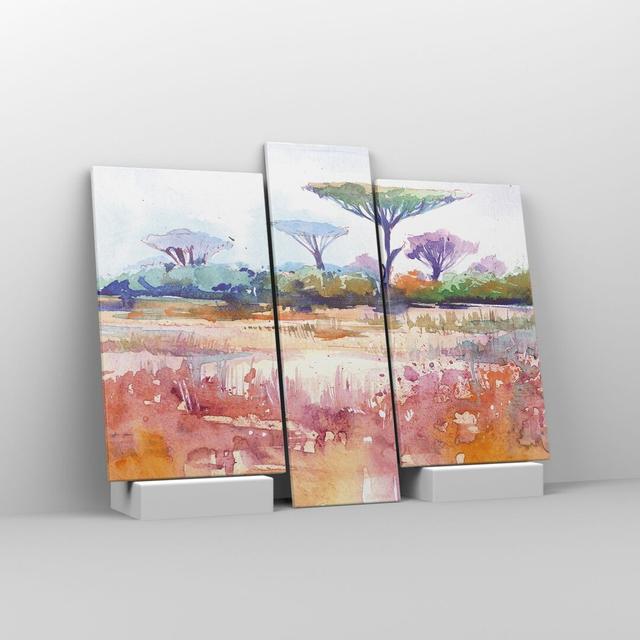 Savanna Trees - 3 Piece Wrapped Canvas Painting Rosalind Wheeler Size: 80cm H x 95cm W x 1.8cm D on Productcaster.