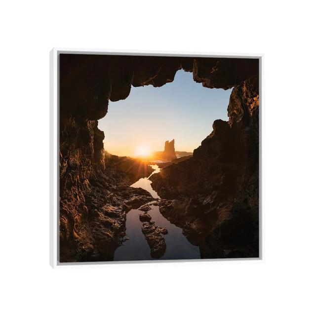 Rock and Cave by Jingshu Zhu - Floater Frame Photograph on Canvas Union Rustic Frame Colour: White Framed, Size: 45.72cm H x 45.72cm W x 3.81cm D on Productcaster.