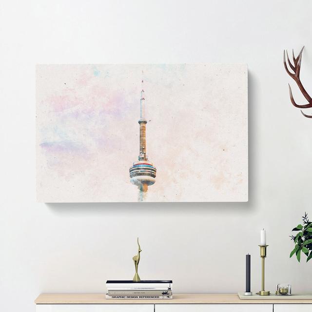 The CN Tower In Toronto Canada - Wrapped Canvas Print East Urban Home Size: 50cm H x 76cm W x 3cm D on Productcaster.