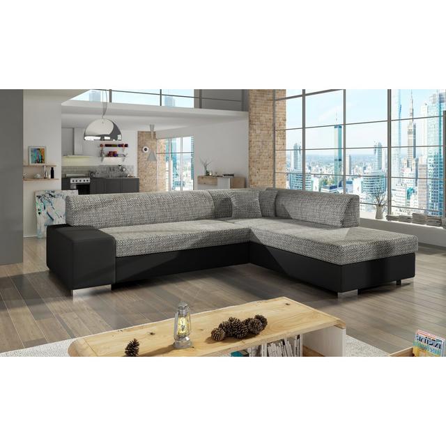 Ecksofa Cienna mit Bettfunktion ModernMoments Polsterfarbe: Braun/Schwarz, Ausrichtung: Rechts ausgerichtet on Productcaster.