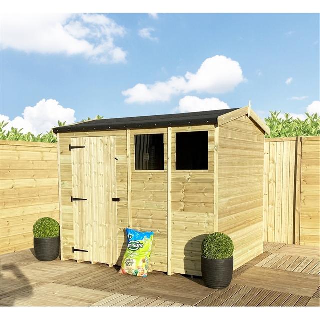 Jinesh 8 ft. W x 5 ft. D Solid Wood Garden Shed Dakota Fields on Productcaster.