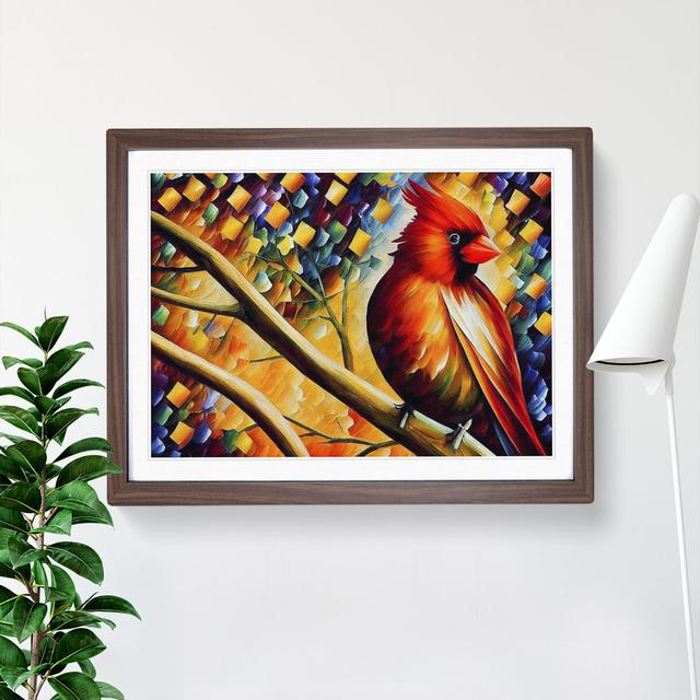 Cardinal Bird Vol.4 Abstract - Single Picture Frame Painting The Seasonal Aisle Size: 46cm H x 64cm W x 2cm D, Frame Colour: Walnut Framed on Productcaster.