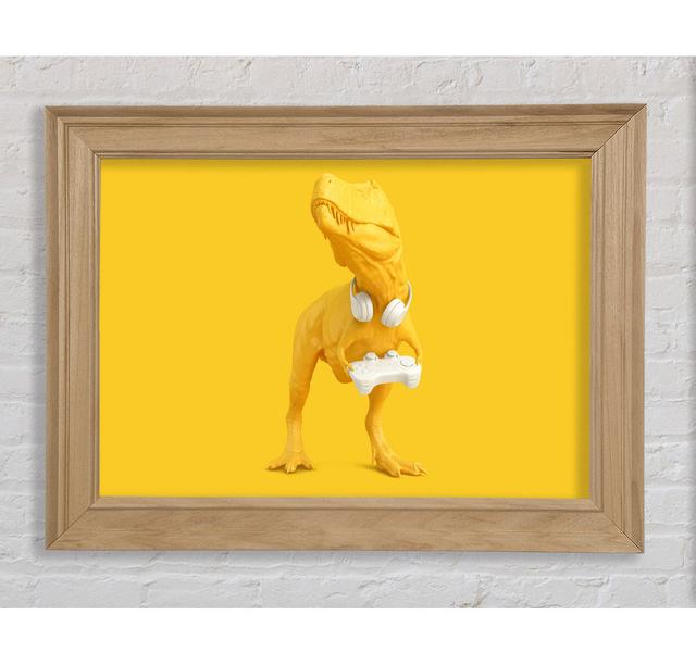 Yellow Dinosaur Gamer - Single Picture Frame Art Prints Bright Star Size: 42cm H x 59.7cm W x 8cm D on Productcaster.