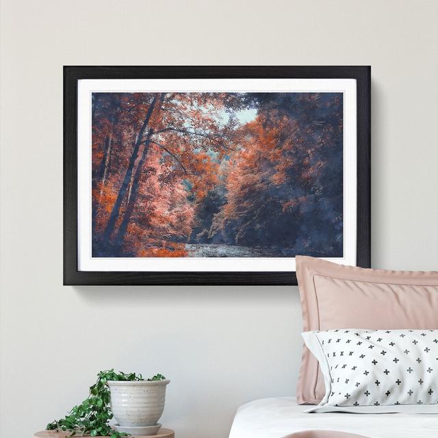 Stream Behind the Red Trees - Picture Frame Graphic Art Print East Urban Home Size: 24cm H x 33cm W x 2cm D, Format: Black Framed on Productcaster.