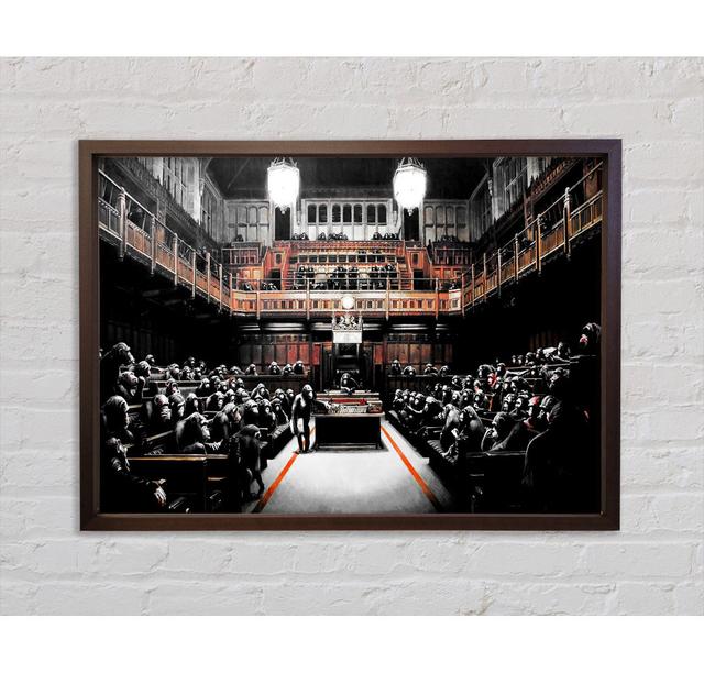 Chimps Houses Of Parliament - Single Picture Frame Art Prints on Canvas Bright Star Size: 100cm H x 141.4cm W x 3.3cm D on Productcaster.