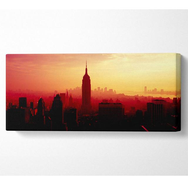 Nyc Empire State Building at Sunset - Wrapped Canvas Art Prints Union Rustic Size: 81.3cm H x 183cm W on Productcaster.