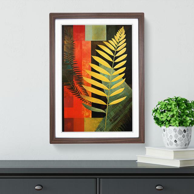 Fern Leaf Constructivism - Single Picture Frame Print on Wood Big Box Art Size: 46cm H x 34cm W x 2cm D, Frame Colour: Walnut on Productcaster.