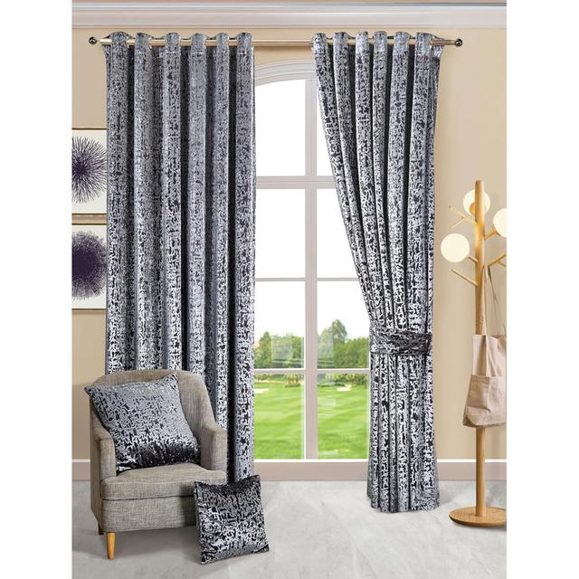 Adahir Velvet Blackout Grommet / Eyelet Curtain Pair Fairmont Park Curtain Colour: Silver on Productcaster.