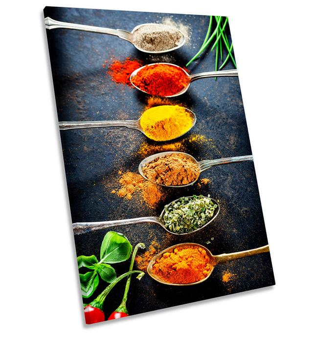 Spoons Kitchen Spices Herbs - Wrapped Canvas Photograph 17 Stories Size: 76.2cm H x 50.8cm W x 2cm D on Productcaster.