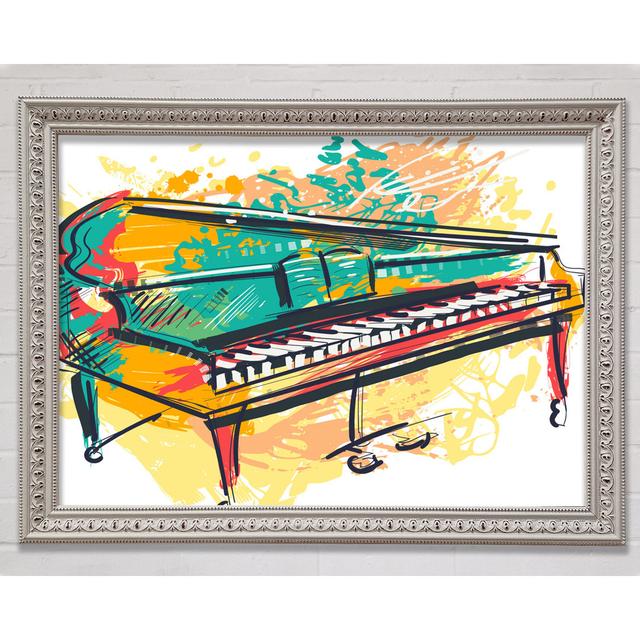 Grand Piano In Colour - Single Picture Frame Art Prints Bright Star Size: 29.7cm H x 42cm W x 3cm D on Productcaster.