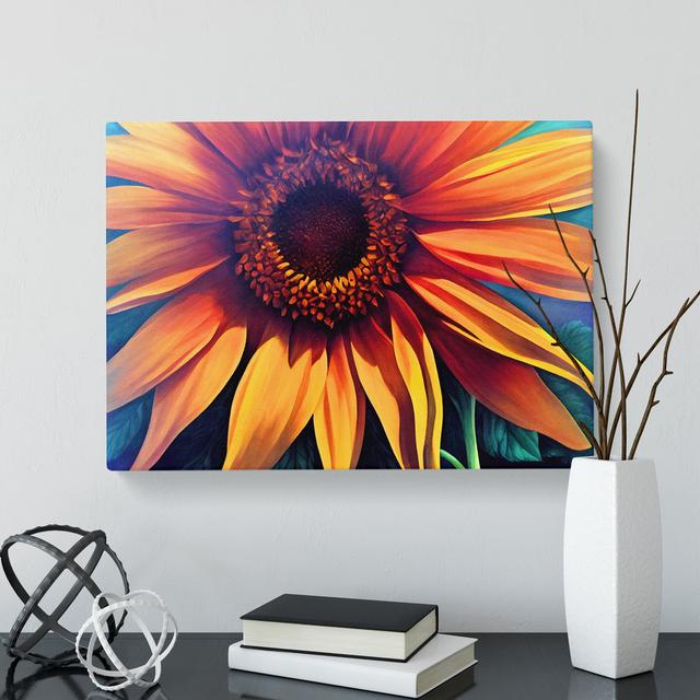 Contemporary Sunflower - Wrapped Canvas Graphic Art Brambly Cottage Size: 35cm H x 50cm W x 3cm D on Productcaster.