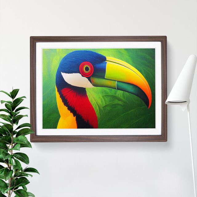 Vivid Toucan Bird - Picture Frame Painting Bay Isle Home Frame Colour: Walnut Framed, Size: 46cm H x 64cm W x 2cm D on Productcaster.