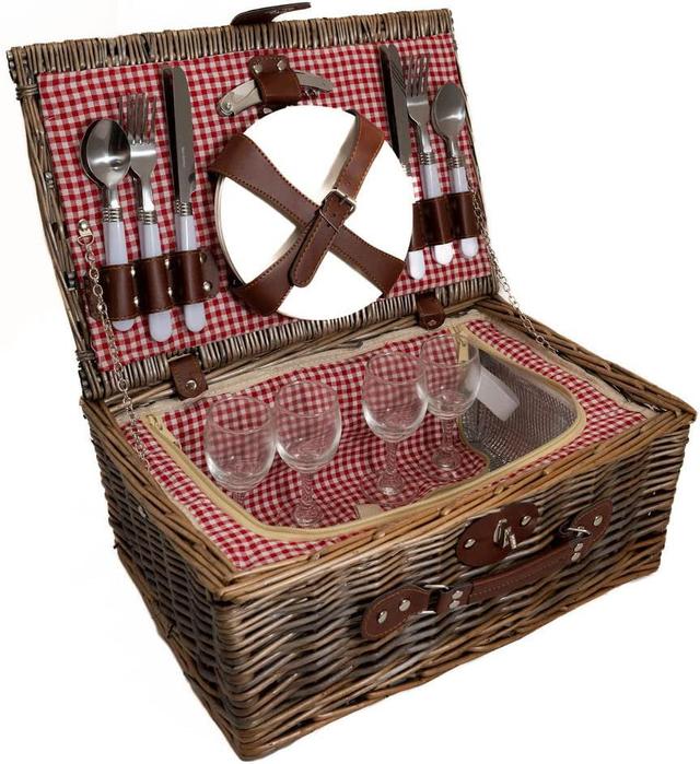 Wicker Picnic Basket 17 Stories Colour: Red on Productcaster.