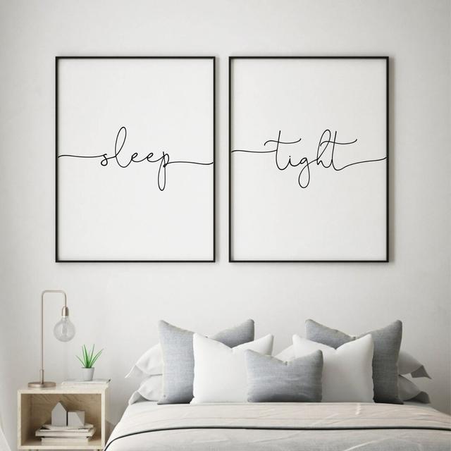 Sleep Tight - 2 Piece Print (Set of 2) Zipcode Design Size: 41 cm H x 31 cm W, Format: Brushed Copper Frame on Productcaster.