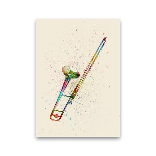 Trombone Watercolour Multicolour by Michael Tompsett - Print Latitude Run Format: Unframed, Size: 30cm H x 21cm W x 1cm D on Productcaster.