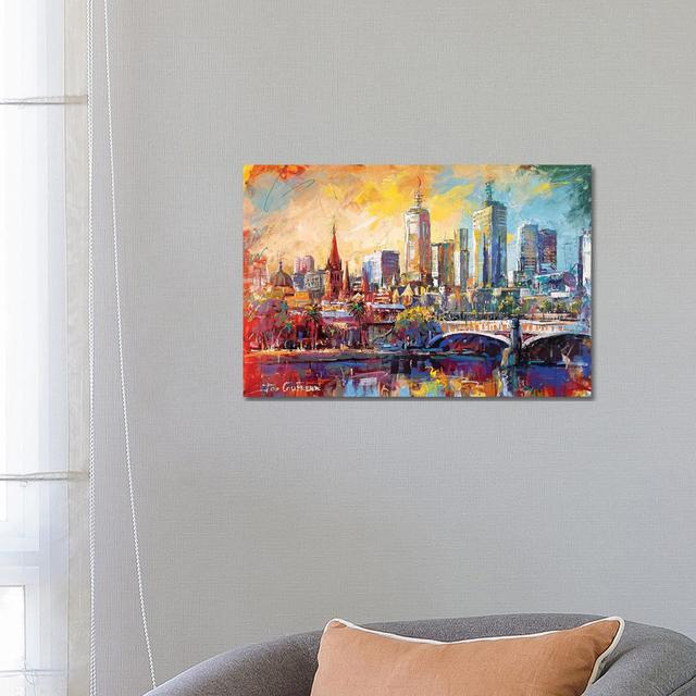 Melbourne Australia by Jos Coufreur - Wrapped Canvas Painting ClassicLiving Size: 45.72cm H x 66.04cm W x 3.81cm D on Productcaster.