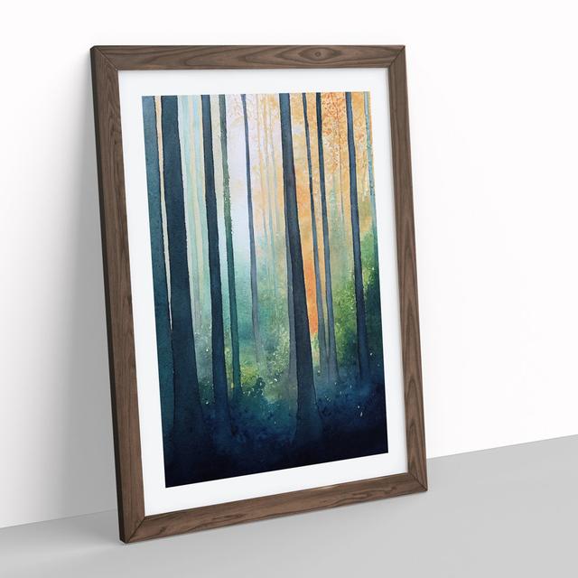 Watercolour Forest No.2 - Picture Frame Painting Alpen Home Size: 46cm H x 34cm W x 2cm D, Frame Colour: Walnut on Productcaster.