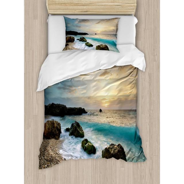 Elysian Multicolour Microfibre 350 TC Coastal Duvet Cover Set Highland Dunes Size: Single - 1 Pillowcase (80 x 80 cm) on Productcaster.