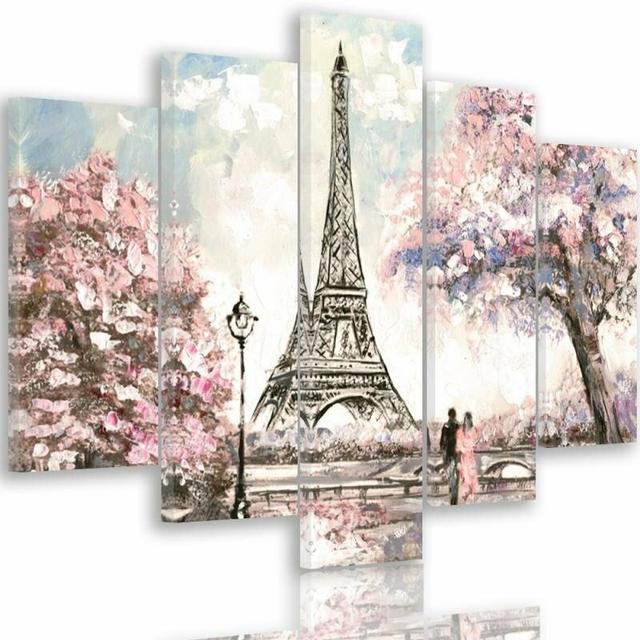 Spring in Paris - 5 Piece Graphic Art Print Set on Canvas Brayden Studio Size: 100cm H x 200cm W on Productcaster.