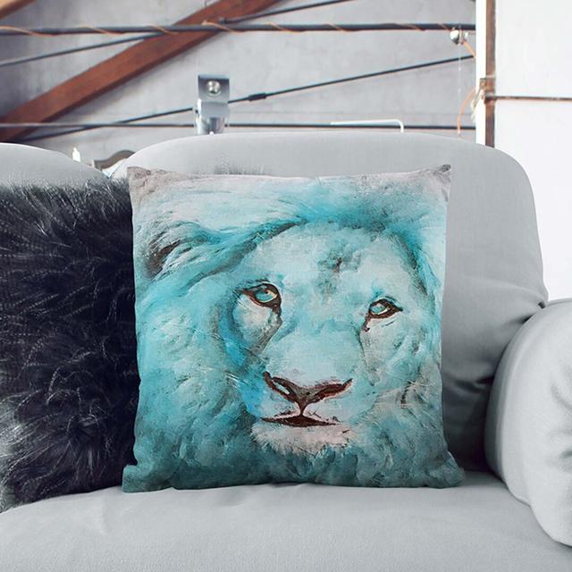 Face of a Lion Cushion with Filling East Urban Home Size: 55cm H x 55cm W x 20cm D, Backing Colour: White on Productcaster.