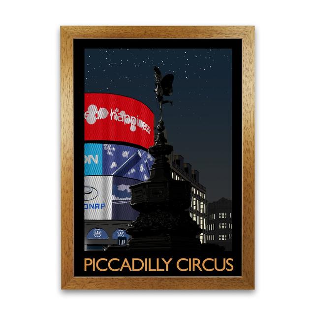 Piccadilly Circus at Nightby by Richard O'Neill - Picture Frame Graphic Art Print on Paper 17 Stories Size: 42 cm H x 297 cm W, Frame Options: Honey O on Productcaster.