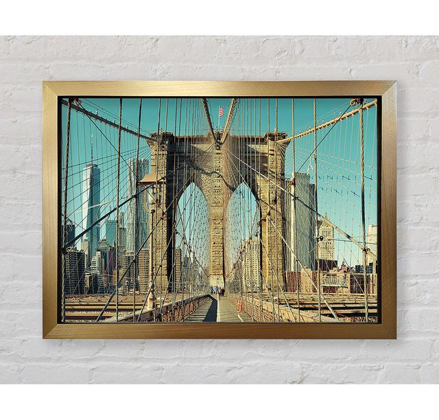 Walking Through The Brooklyn Bridge - Single Picture Frame Art Prints Bright Star Size: 42cm H x 59.7cm W x 3.4cm D on Productcaster.