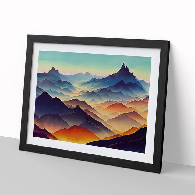 Watercolour Mountain Landscape Vol.6 - Picture Frame Painting Alpen Home Frame Colour: Black, Size: 25cm H x 34cm W x 2cm D on Productcaster.