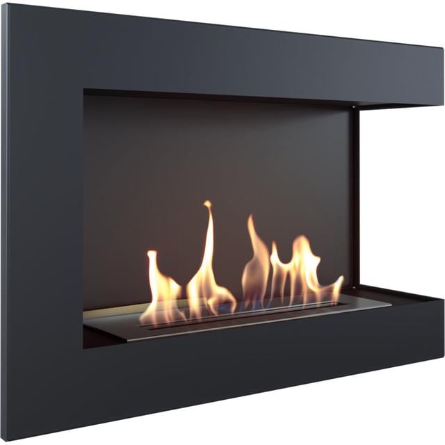 Corner Wall-Mounted Ethanol Fireplace Dorsey Black, Right-Sided Kratki on Productcaster.