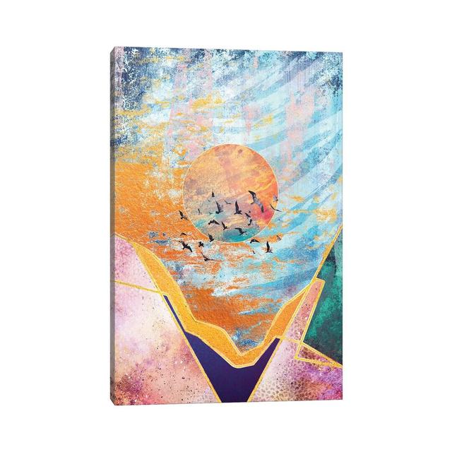 Abstract Sunset Illustration VI by Tenyo Marchev - Painting on Canvas Ebern Designs Format: Wrapped Canvas, Size: 45.72cm H x 30.48cm W x 1.91cm D on Productcaster.