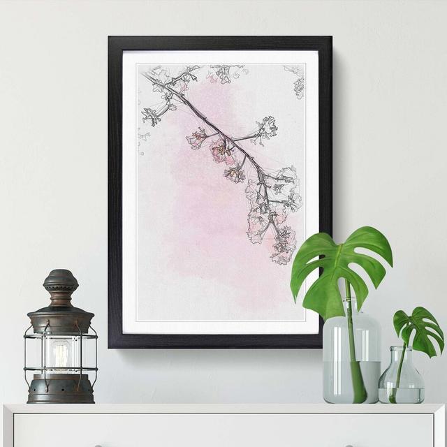 Pink Blossom Cherry Tree in Abstract - Picture Frame Graphic Art Print East Urban Home Frame Option: Black, Size: 91cm H x 60cm W x 2cm D on Productcaster.