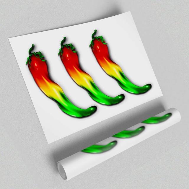 'Chilli Trio' - Graphic Art Print on Paper East Urban Home Size: 100 cm H x 141.4 cm W on Productcaster.