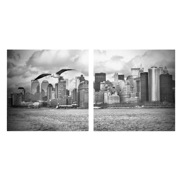 New York II - 2 Piece Wrapped Canvas Graphic Art East Urban Home Size: 80cm L x 160cm W on Productcaster.