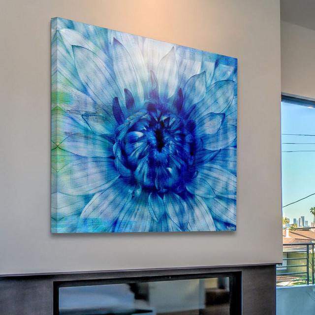 Electric Blue Bloom Graphic Art Wrapped on Canvas East Urban Home Size: 61cm H x 61cm W on Productcaster.