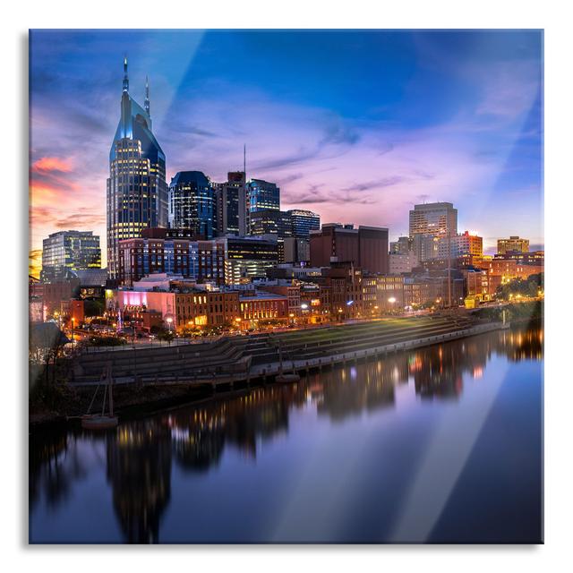 Nashville Skyline - No Frame Print on Glass Ebern Designs Size: 80cm H x 80cm W x 0.4cm D on Productcaster.