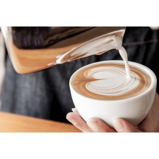 Pouring Latte by Yktr - Wrapped Canvas Photograph Marlow Home Co. Size: 20cm H x 30cm W on Productcaster.