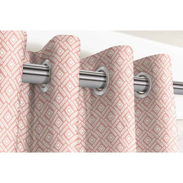 Cannet Cotton Room Darkening Grommet / Eyelet Curtain Pair (Set of 2) Ebern Designs Panel Size: 228 W x 228 D cm, Colour: Pink/Grey on Productcaster.