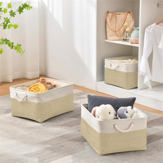 Naomi Storage Boxes Box Naomi Colour: Khaki/White, Size: 24 cm H x 45 cm W x 35 cm D on Productcaster.